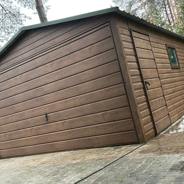 Garaż blaszany 4x5 Ciemny Orzech