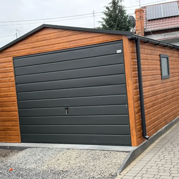 Garaż blaszany 3.5x6 złoty dąb grafit